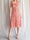 Jodifl Scrunchie Shoulder Midi Dress In Red In Pink