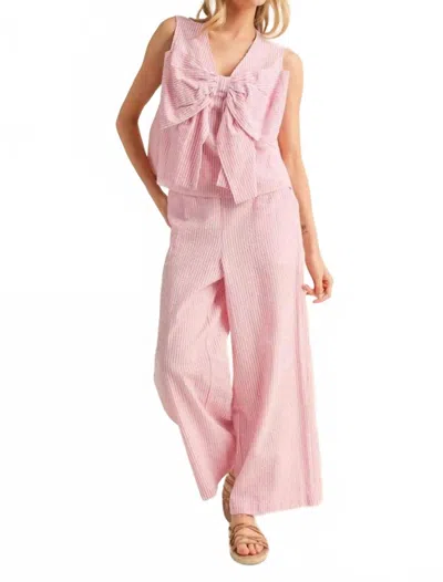 Jodifl Seersucker Striped Bow Set In Pink