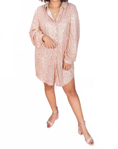 Jodifl Sequin Dress In Champagne In Pink