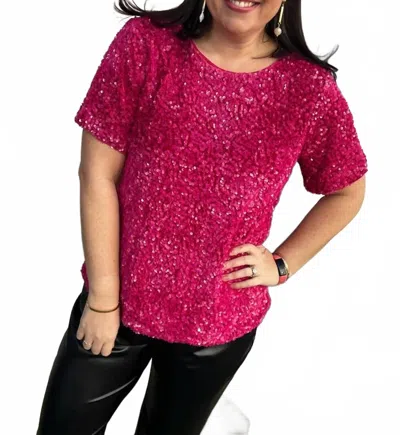 Jodifl Sequins Textured Pop-color Top In Hot Pink