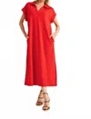 Jodifl Shayla Collared Maxi Dress In Warm Red In Red