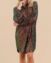 Jodifl Shimmering Splendor Sequin Shirt Dress In Black Multi In Multi