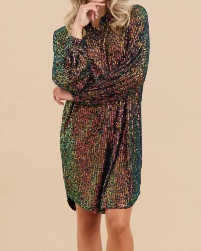Jodifl Shimmering Splendor Sequin Shirt Dress In Black Multi