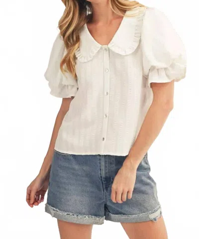 Jodifl Short Puff Sleeve Top In White In Animal Print