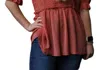 JODIFL SHORT SLEEVE SMOCKED TOP IN RUST