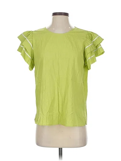 Pre-owned Jodifl Short Sleeve Top Green Ruffles Neckline Tops