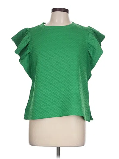 Pre-owned Jodifl Short Sleeve Top Green Ruffles Neckline Tops