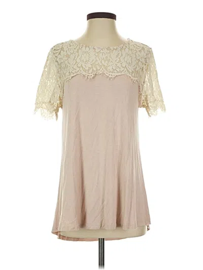Pre-owned Jodifl Short Sleeve Top Ivory Mock Neckline Tops In White