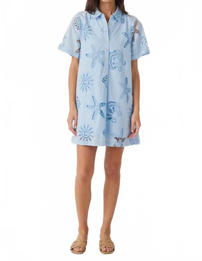Jodifl Short Sleeves Eyelet Summer Dress In Blue