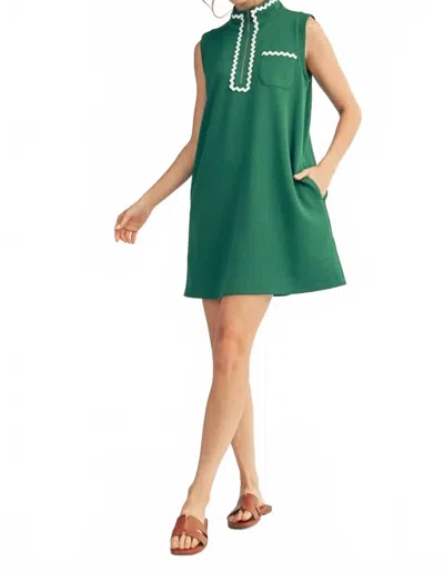 Jodifl Sleeveless Mockneck Zip Shift Dress In Green