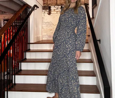 Jodifl Smocked Waist Midi Dress In Blue In Gray