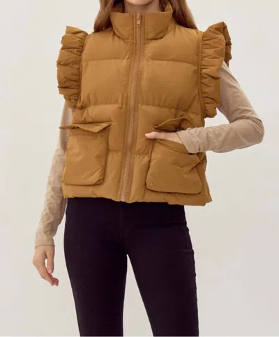 Jodifl Solid Puffer Vest In Toffee In Brown
