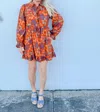 Jodifl Somewhere Only We Know Floral Printed Dress In Rust