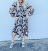 Jodifl Somewhere Out There Floral Print Midi Dress In Black Mix