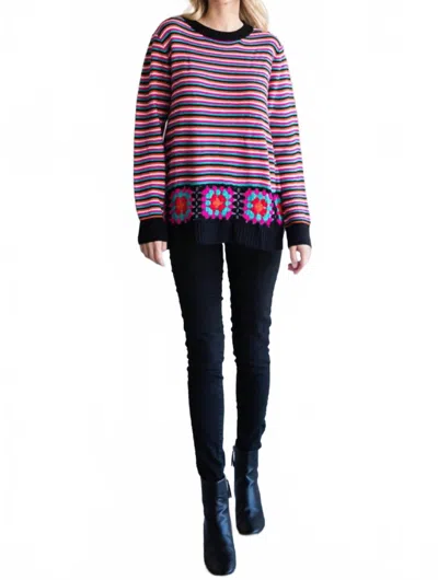 Jodifl Split Decision Crochet Sweater In Red Multi In Pink