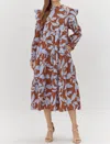 Jodifl Stop And Pause Maxi Dress In Brown Multi In Brown