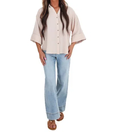 Jodifl Story Of My Life Button Down Top In Oatmeal In White