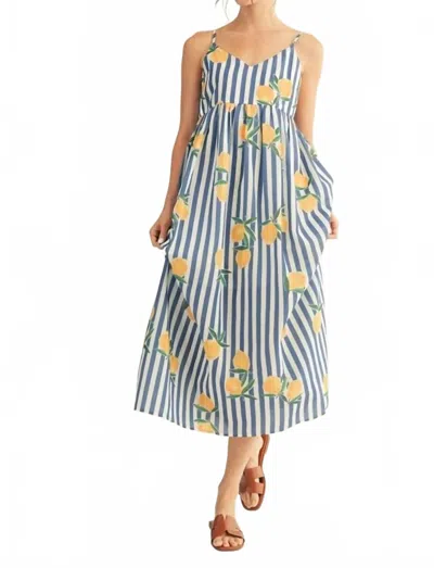 Jodifl Stripe Lemon Dress In Blue In Multi