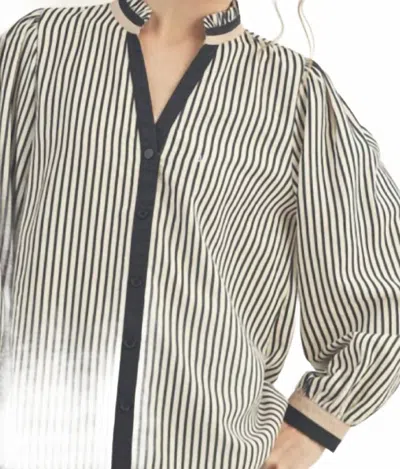 Jodifl Stripe Ruffle Collar Top In Black
