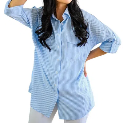 Jodifl Striped Button Down Shirt In Borrowed Forever In Blue