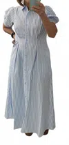 Jodifl Striped Pin-tuck Flare Maxi Dress In Light Blue In Multi