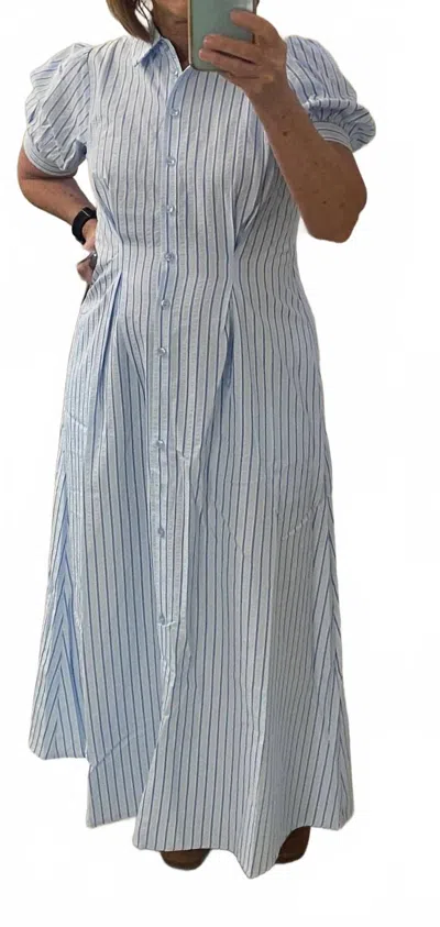Jodifl Striped Pin-tuck Flare Maxi Dress In Light Blue In Multi