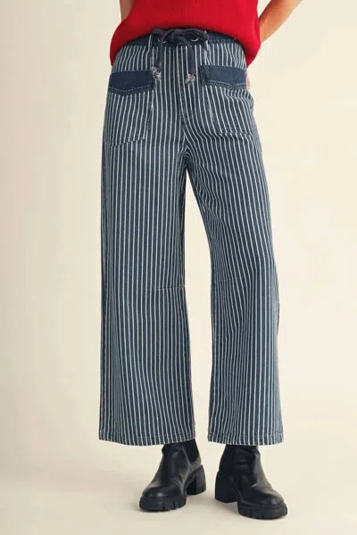 Jodifl Striped Wide Leg Pant In Denim In Black
