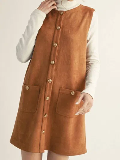 Jodifl Sweet As Can Be Suede Shift Dress In Camel In Brown