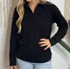 Jodifl Textured Collared V-neck Sweater In Black In Black