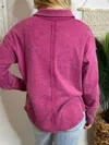Jodifl Textured Collared V-neck Sweater In Magenta In Pink