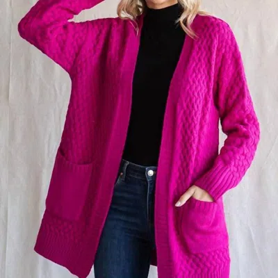 Jodifl Textured Open Cardigan In Magenta In Pink