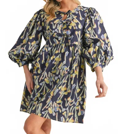 Jodifl The Katie Baby Doll Dress In Navy In Multi