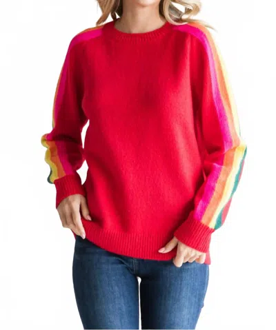 Jodifl Time To Ride Striped Sleeve Sweater In Red