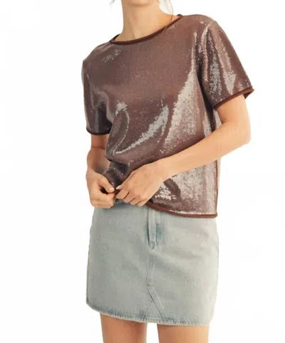 Jodifl Tiny Sequins Covered Sweater Top In Brown In Gray