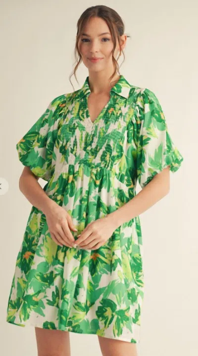 Jodifl Twirl In Bloom Dress In Green In Multi