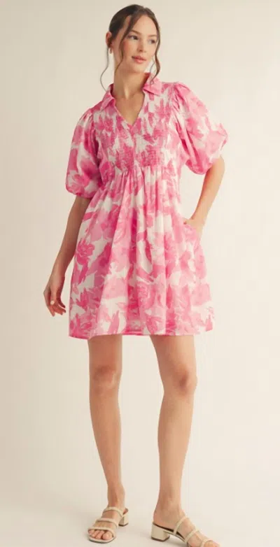 Jodifl Twirl In Bloom Dress In Hot Pink