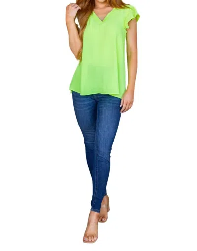 Jodifl Under Neon Lights Ruffle Sleeve Top In Neon Yellow-green