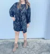 Jodifl Velvet Crush Jaquard Dress In Black