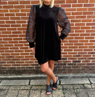 Jodifl Velvet Sheer Sleeve Dress In Black
