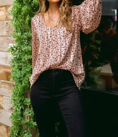 Jodifl Vivian Satin Blouse In Rose Gold In Multi
