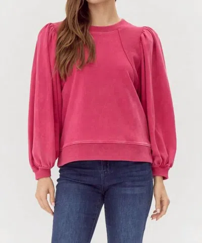 Jodifl Washed Sweatshirt Top In Fuchsia