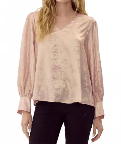 Jodifl Western V-neck Puff Sleeve Blouse In Gold In Neutral