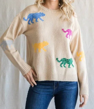 Jodifl Westfield Animal Print Sweater In Beige