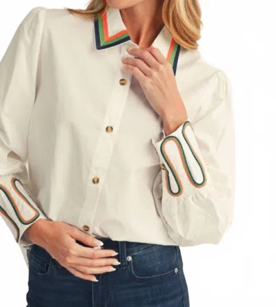 Jodifl Winslow Embroidery Accent Button Down Blouse In Ivory In Neutral