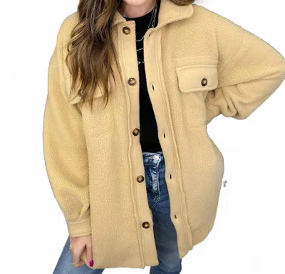 Jodifl Winter Winds Fleece Shacket In Taupe In Yellow