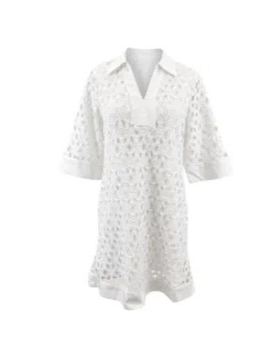 Jodifl Women's Crochet Collared Dress In White