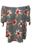 Jodifl Women's Floral Stripe Off Shoulder Tie Sleeve In Black In Black