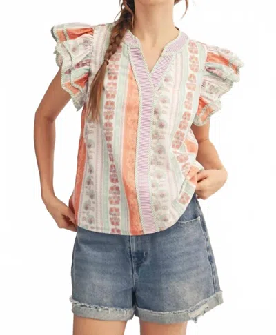 Jodifl Women's Layered Ruffle Cap Sleeves Blouse In Seafoam In Multi