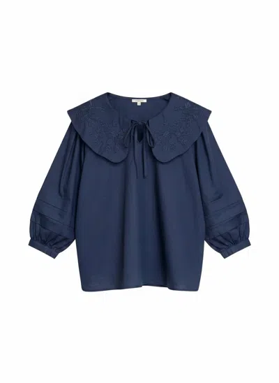 Jodifl Women's Middleton 3/4 Length Tiered Sleeves Top In Navy In Multi