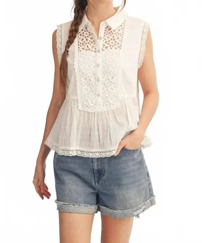 Jodifl Women's Sweet Lace Darling Peplum Top In White